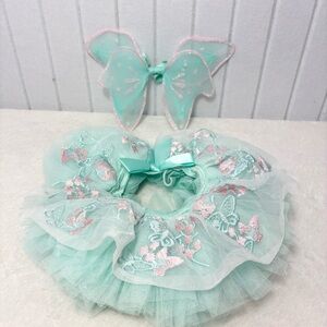 Newborn Photography fairy costume Set Mint Green Tulle Skirt Butterfly Wings Set